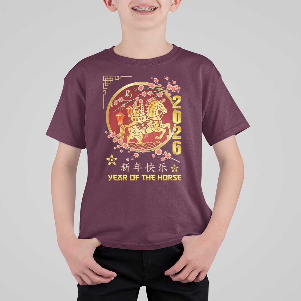 2026 Year of the Horse Lunar New Year T Shirt For Kid - Wonder Print Shop