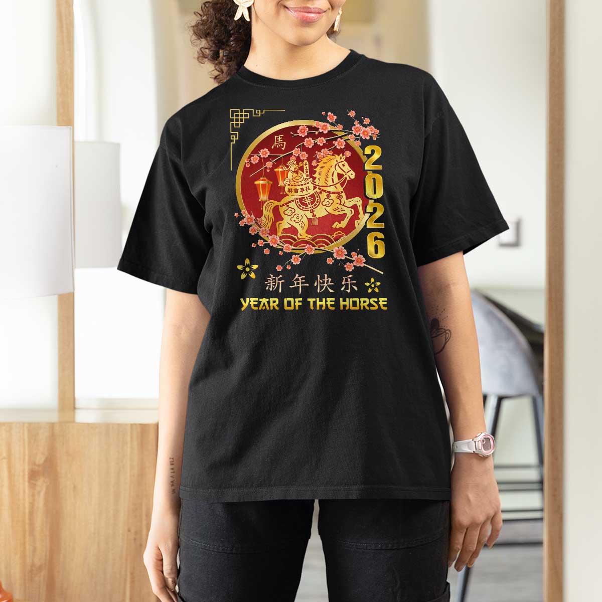 2026 Year of the Horse Lunar New Year T Shirt For Women - Wonder Print Shop