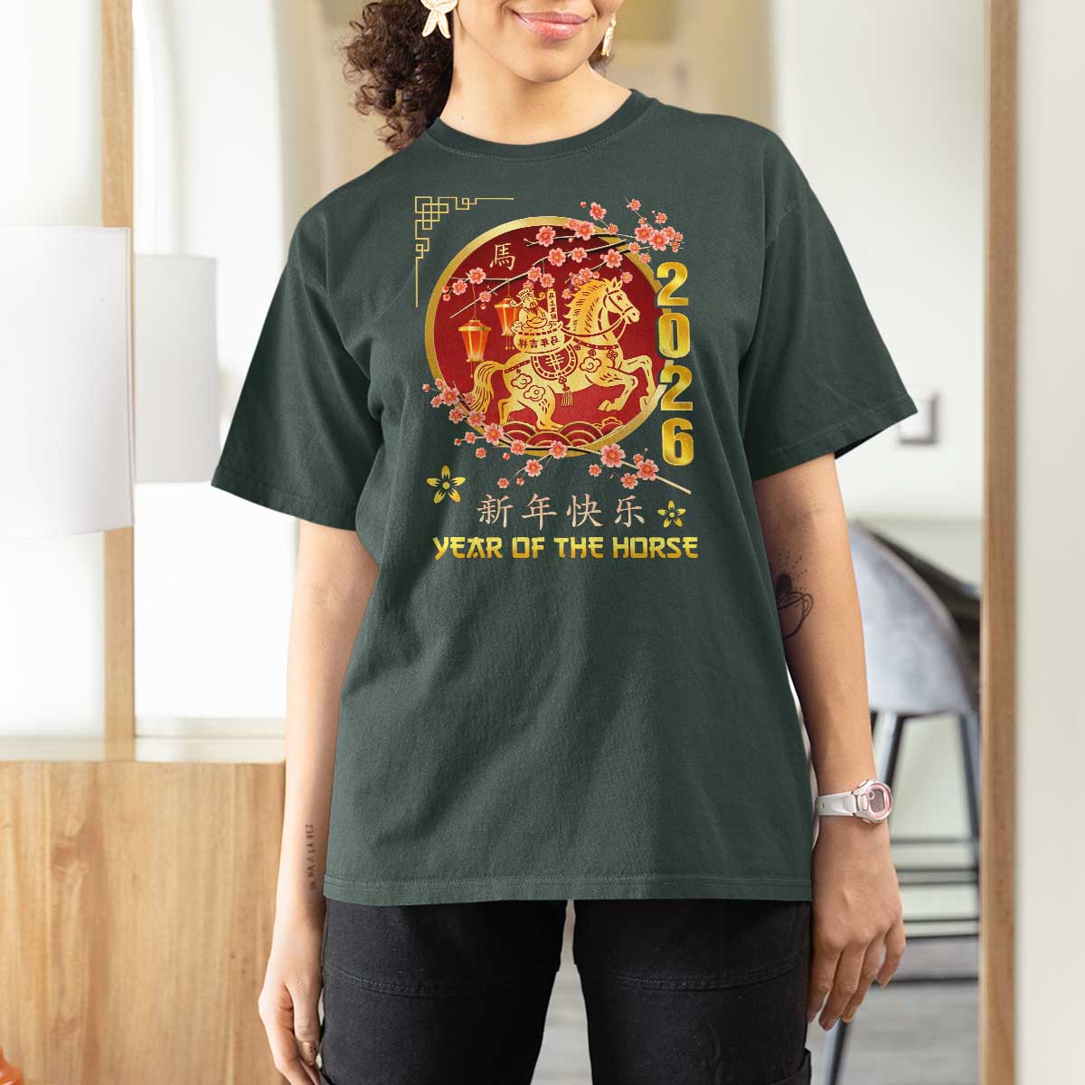 2026 Year of the Horse Lunar New Year T Shirt For Women - Wonder Print Shop