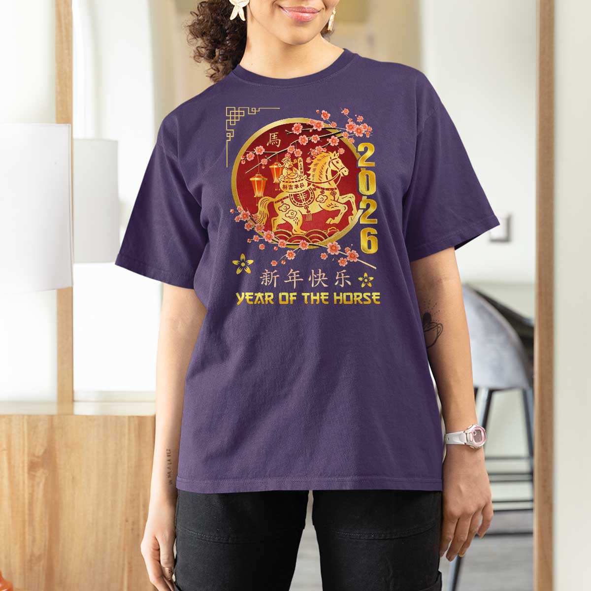 2026 Year of the Horse Lunar New Year T Shirt For Women - Wonder Print Shop