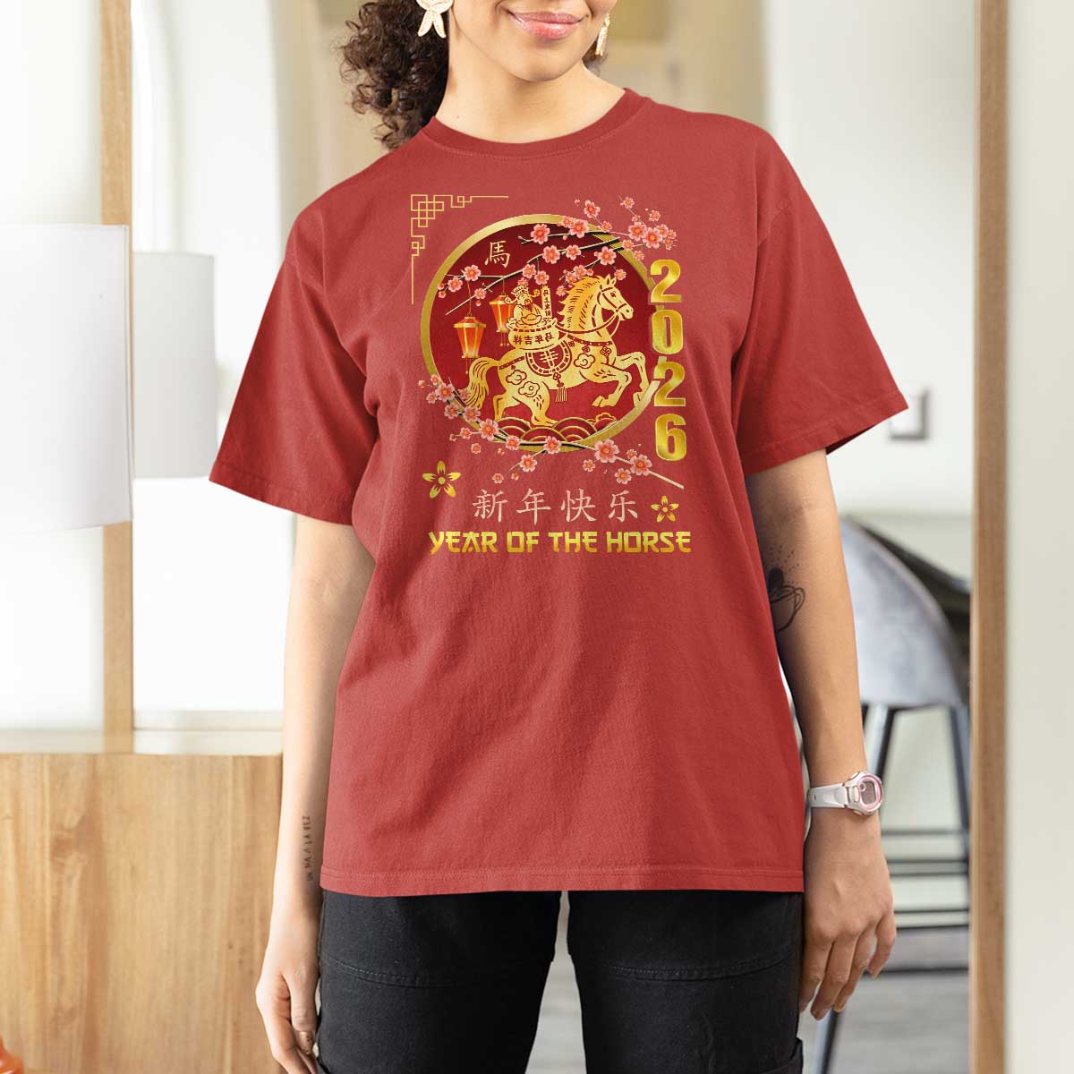 2026 Year of the Horse Lunar New Year T Shirt For Women - Wonder Print Shop