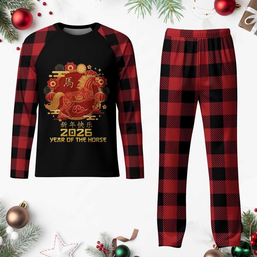 Chinese New Year 2026 Plaid Pajama Set Year of The Horse - Wonder Print Shop