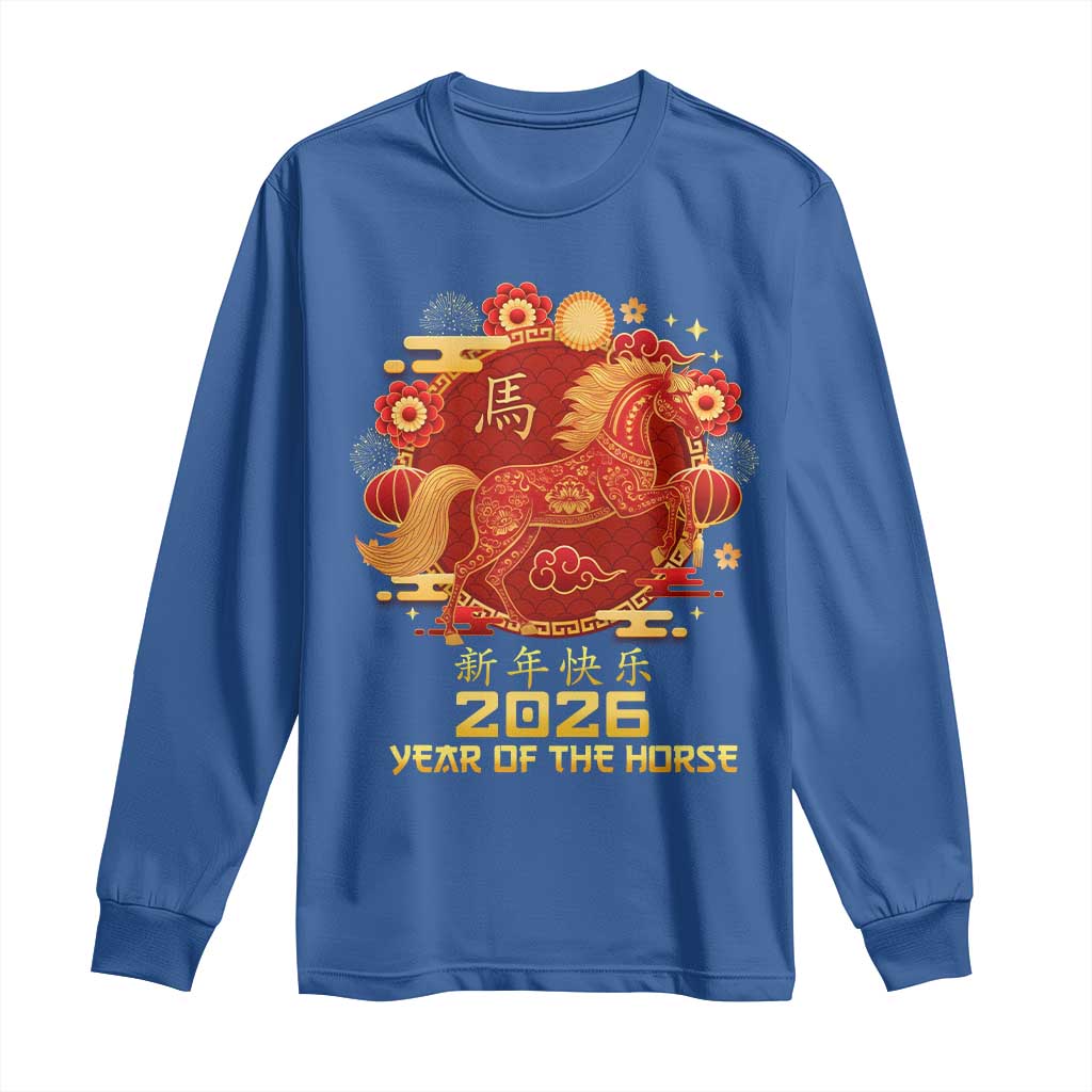 Chinese New Year 2026 Long Sleeve Shirt Year of The Horse - Wonder Print Shop