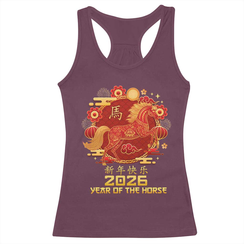 Chinese New Year 2026 Racerback Tank Top Year of The Horse - Wonder Print Shop