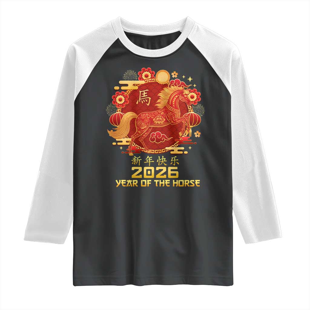 Chinese New Year 2026 Raglan Shirt Year of The Horse - Wonder Print Shop