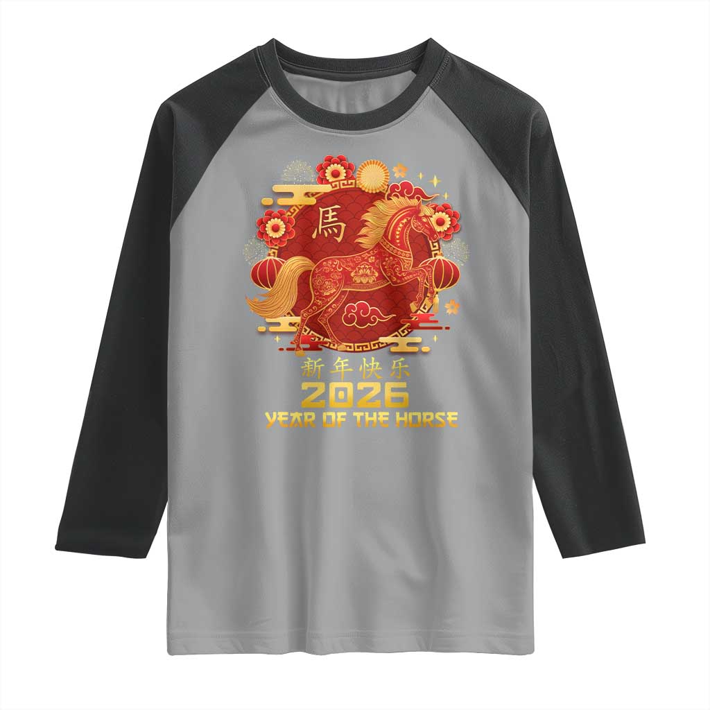Chinese New Year 2026 Raglan Shirt Year of The Horse - Wonder Print Shop