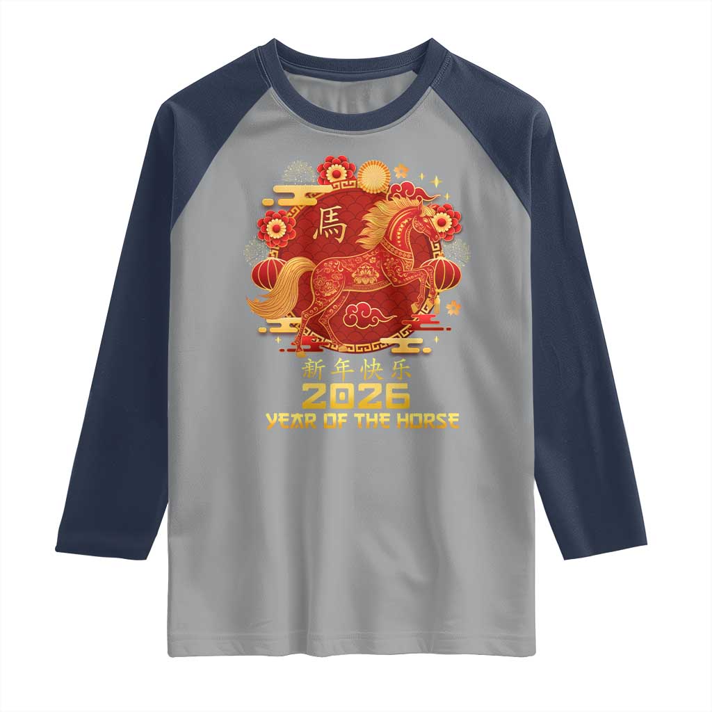 Chinese New Year 2026 Raglan Shirt Year of The Horse - Wonder Print Shop