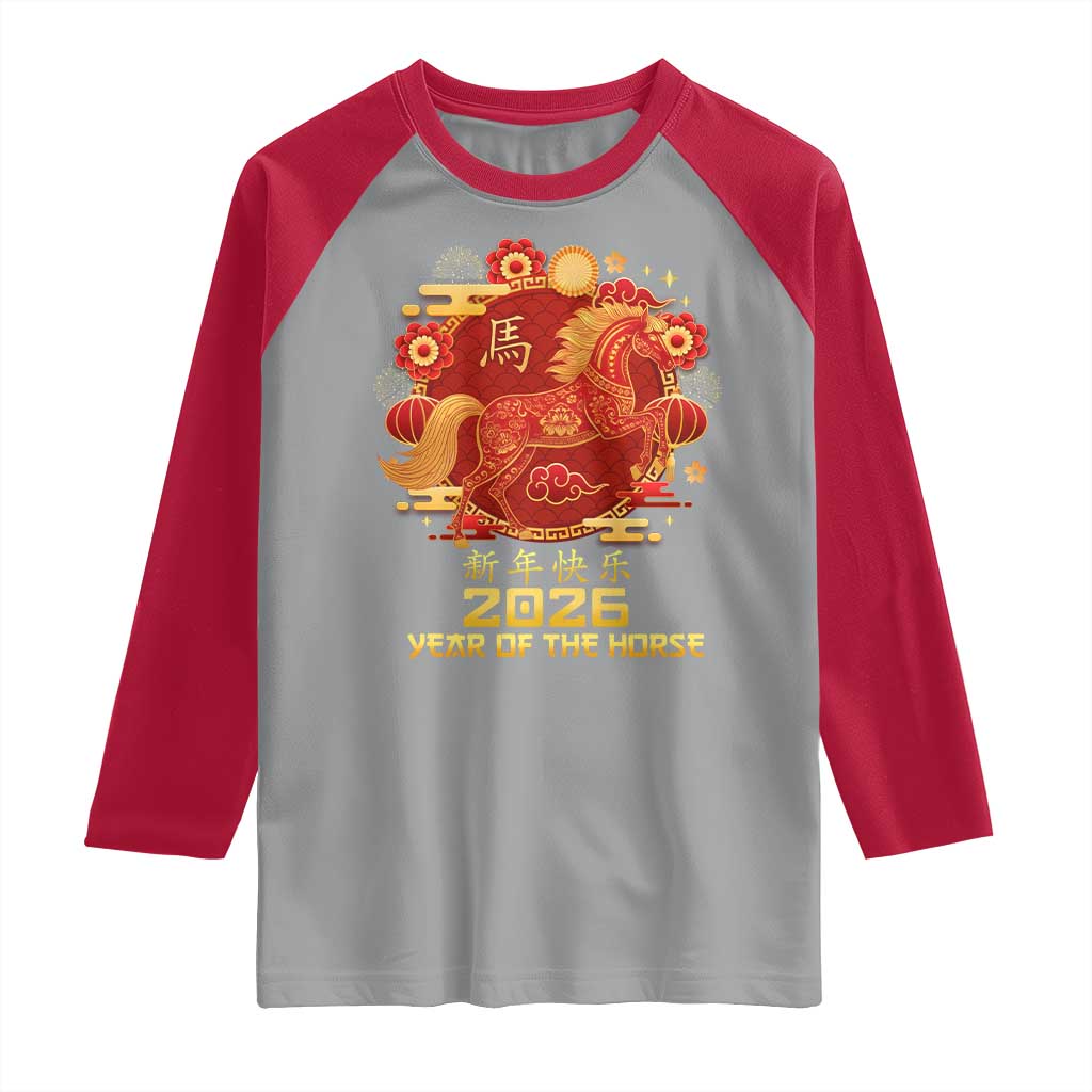 Chinese New Year 2026 Raglan Shirt Year of The Horse - Wonder Print Shop