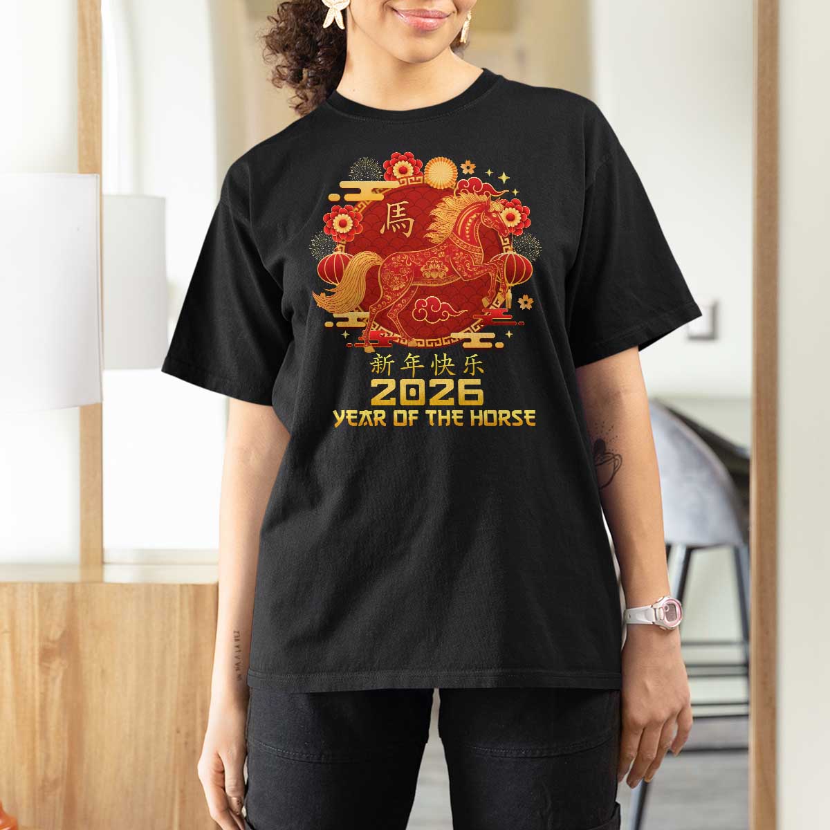 Chinese New Year 2026 T Shirt For Women Year of The Horse - Wonder Print Shop