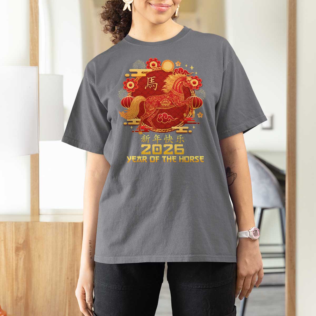 Chinese New Year 2026 T Shirt For Women Year of The Horse - Wonder Print Shop