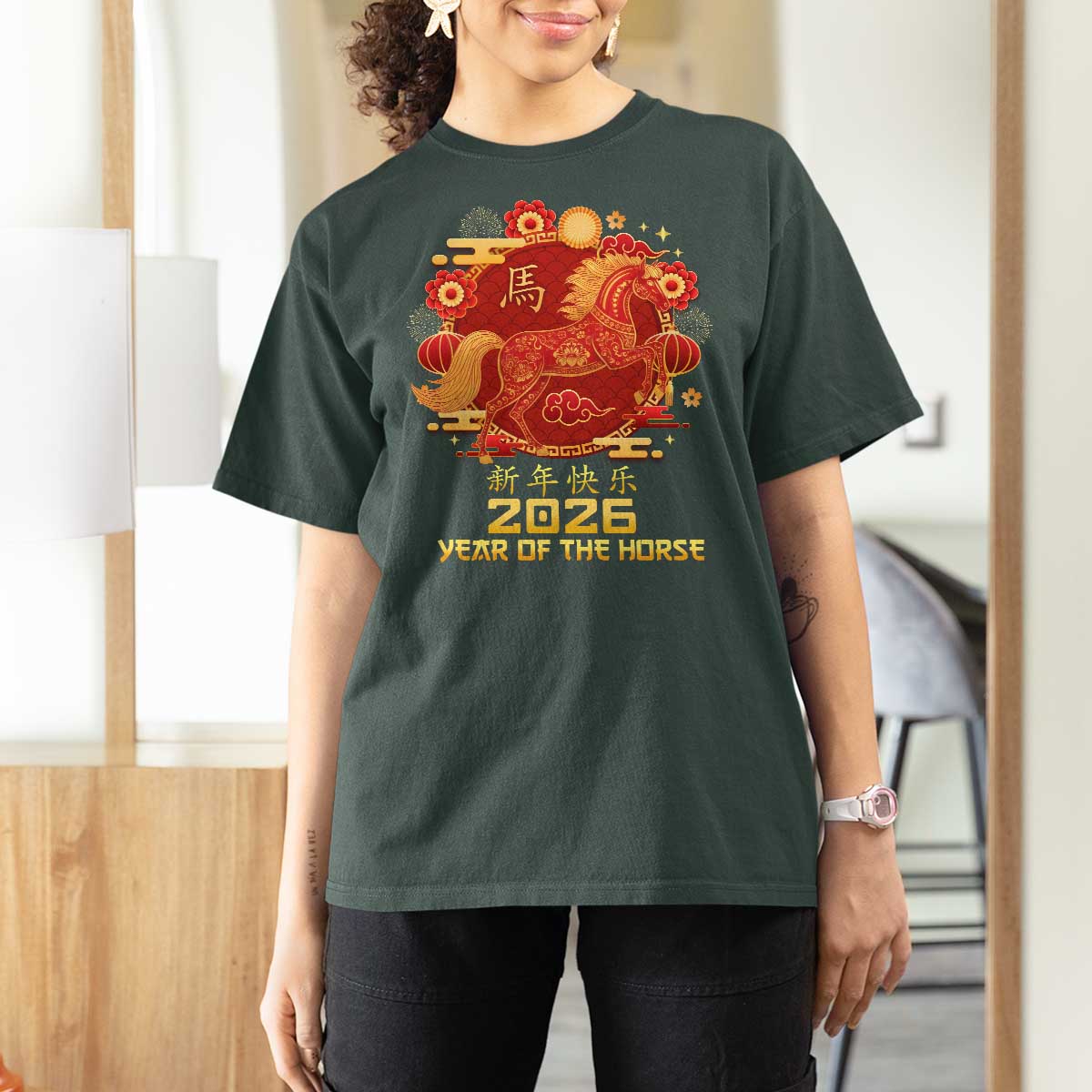 Chinese New Year 2026 T Shirt For Women Year of The Horse - Wonder Print Shop
