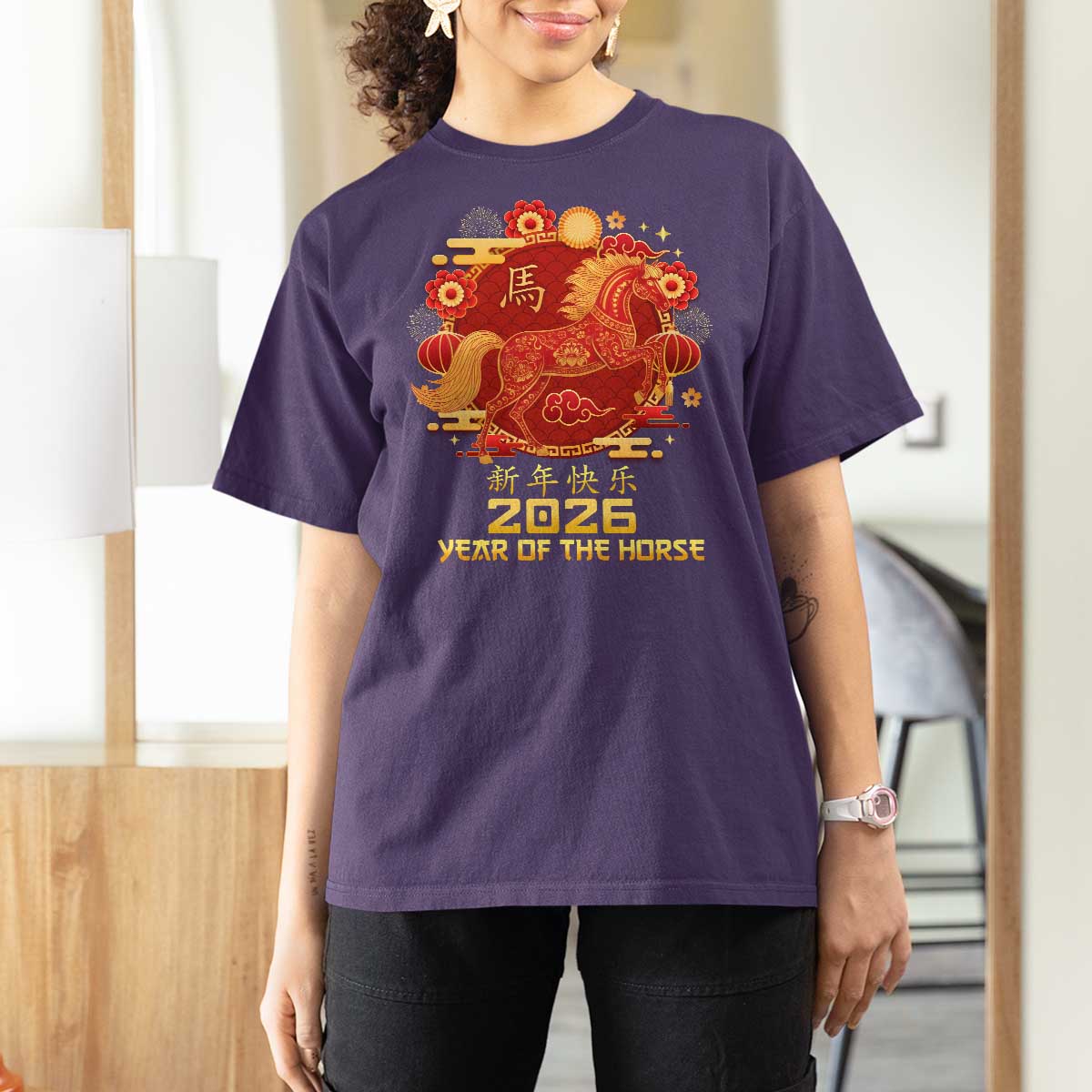 Chinese New Year 2026 T Shirt For Women Year of The Horse - Wonder Print Shop