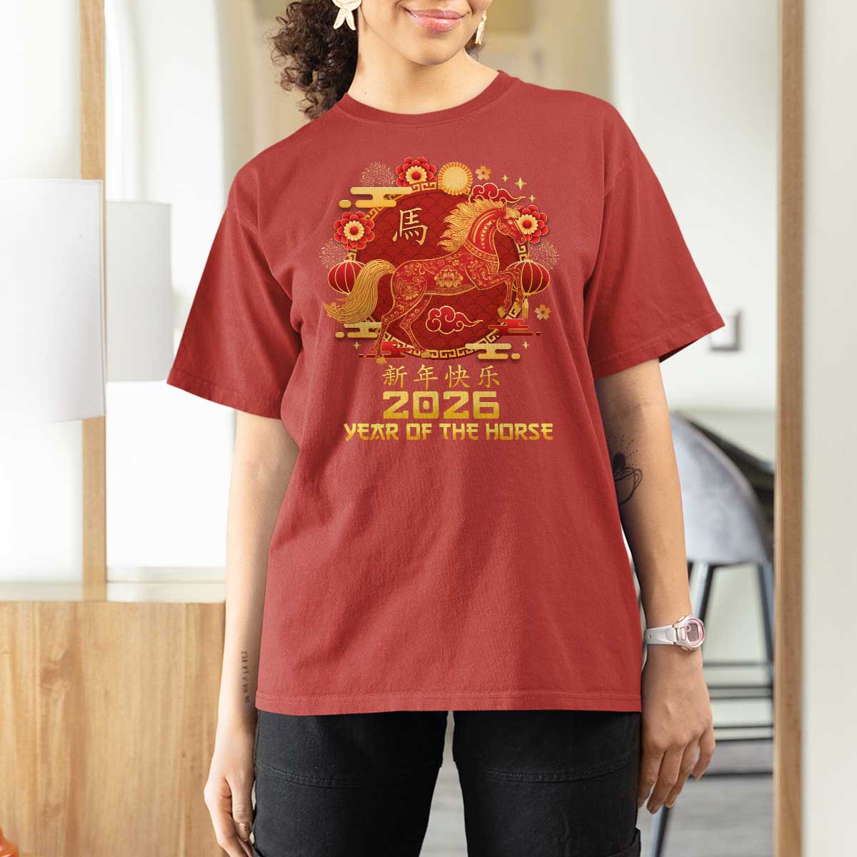 Chinese New Year 2026 T Shirt For Women Year of The Horse - Wonder Print Shop