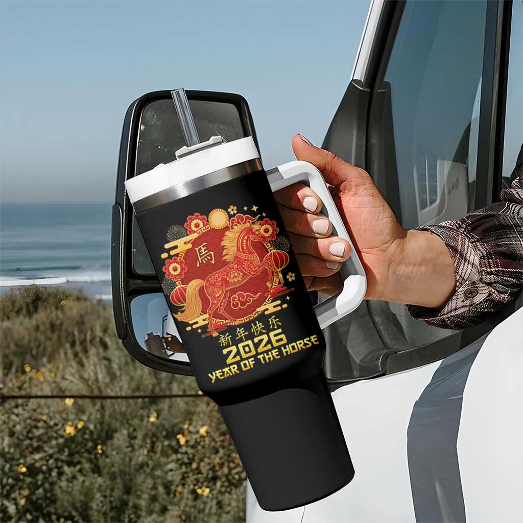 Chinese New Year 2026 Tumbler With Handle Year of The Horse - Wonder Print Shop