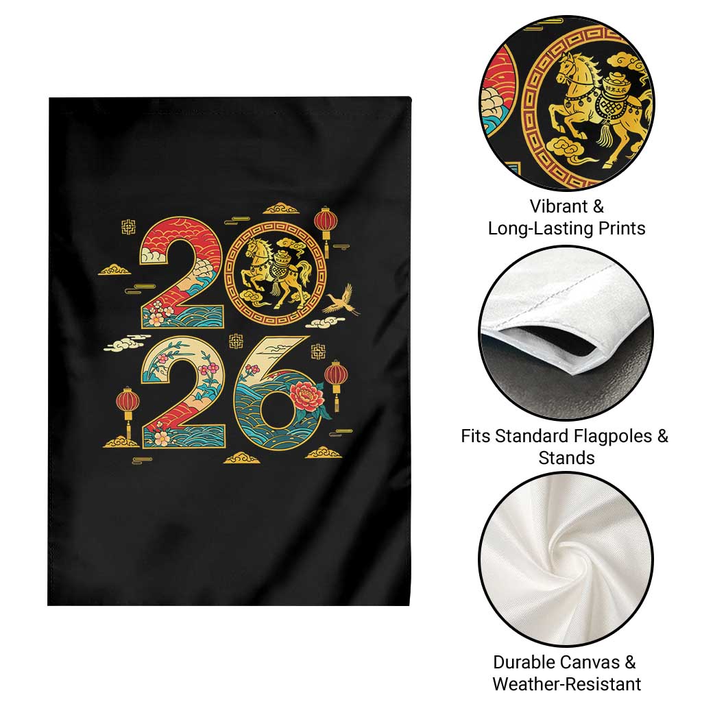 Hello 2026 Lunar New Year Garden Flag Year of the Horse Chinese Zodiac - Wonder Print Shop