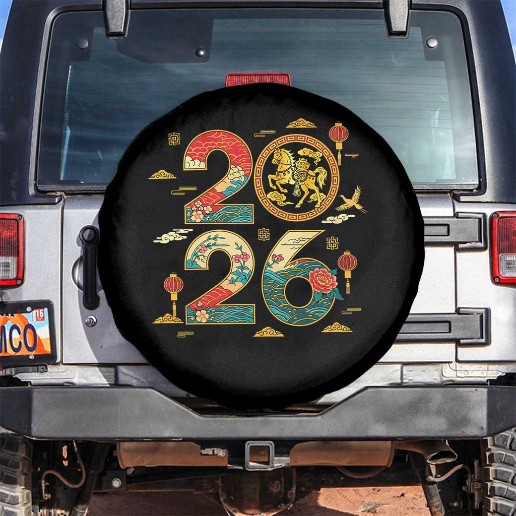 Hello 2026 Lunar New Year Spare Tire Cover Year of the Horse Chinese Zodiac - Wonder Print Shop