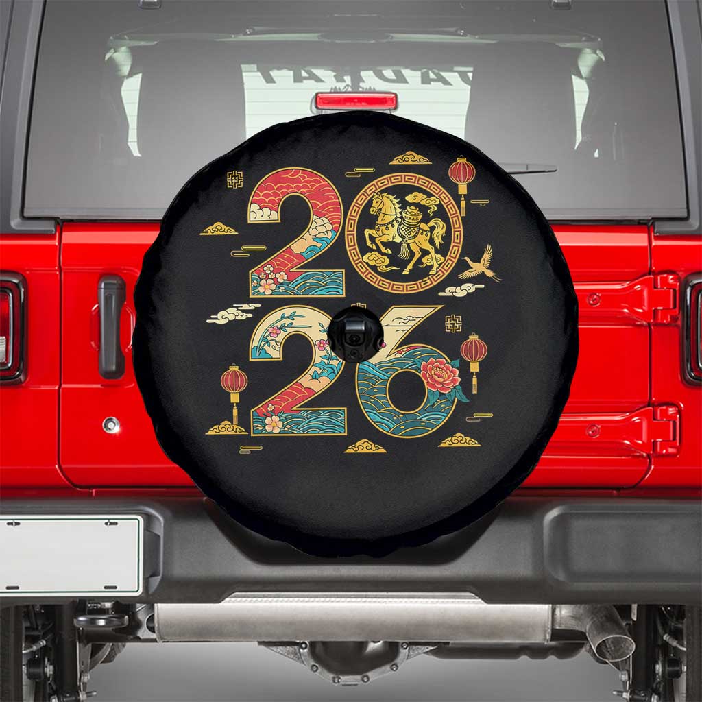 Hello 2026 Lunar New Year Spare Tire Cover Year of the Horse Chinese Zodiac - Wonder Print Shop