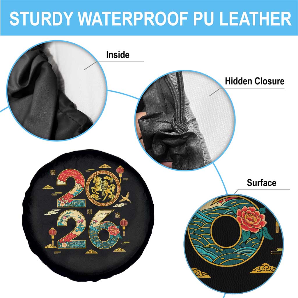 Hello 2026 Lunar New Year Spare Tire Cover Year of the Horse Chinese Zodiac - Wonder Print Shop