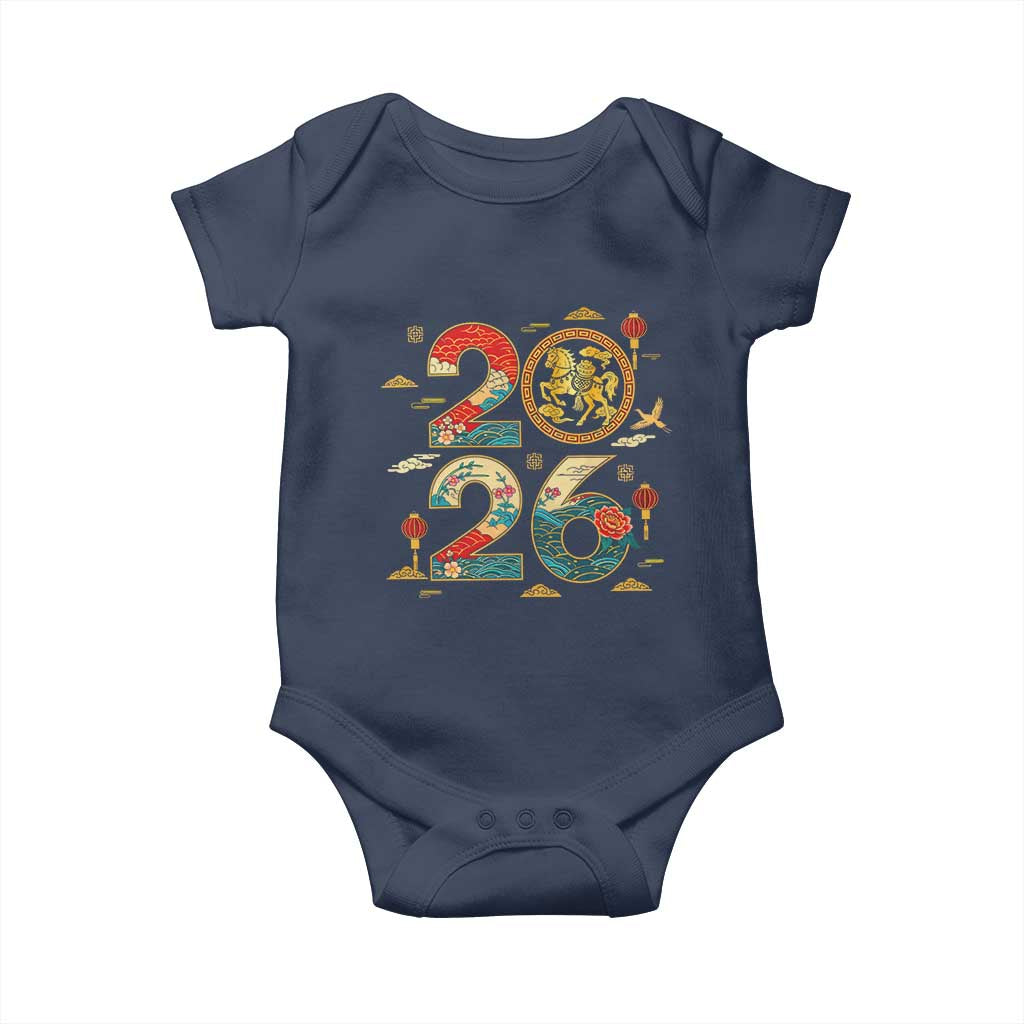 Hello 2026 Lunar New Year Baby Onesie Year of the Horse Chinese Zodiac - Wonder Print Shop