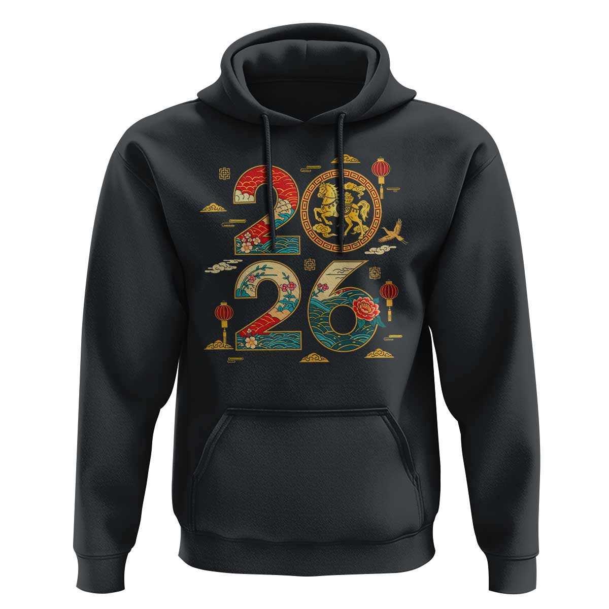 Hello 2026 Lunar New Year Hoodie Year of the Horse Chinese Zodiac - Wonder Print Shop
