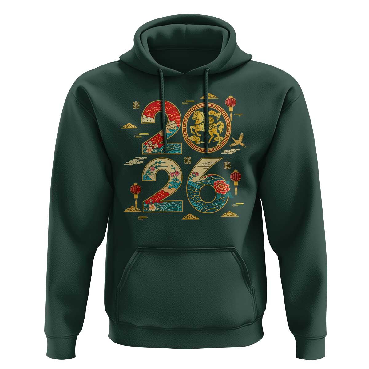 Hello 2026 Lunar New Year Hoodie Year of the Horse Chinese Zodiac - Wonder Print Shop