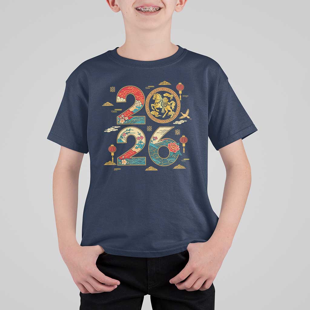 Hello 2026 Lunar New Year T Shirt For Kid Year of the Horse Chinese Zodiac - Wonder Print Shop
