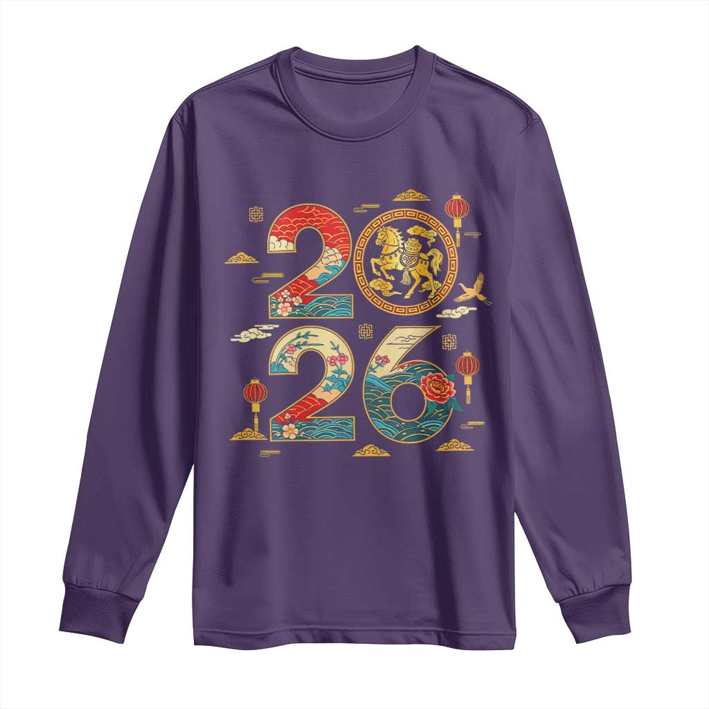 Hello 2026 Lunar New Year Long Sleeve Shirt Year of the Horse Chinese Zodiac - Wonder Print Shop