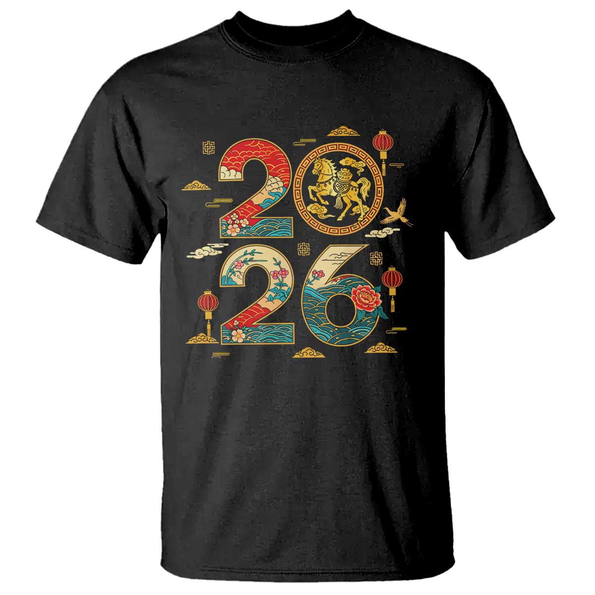 Hello 2026 Lunar New Year T Shirt Year of the Horse Chinese Zodiac - Wonder Print Shop
