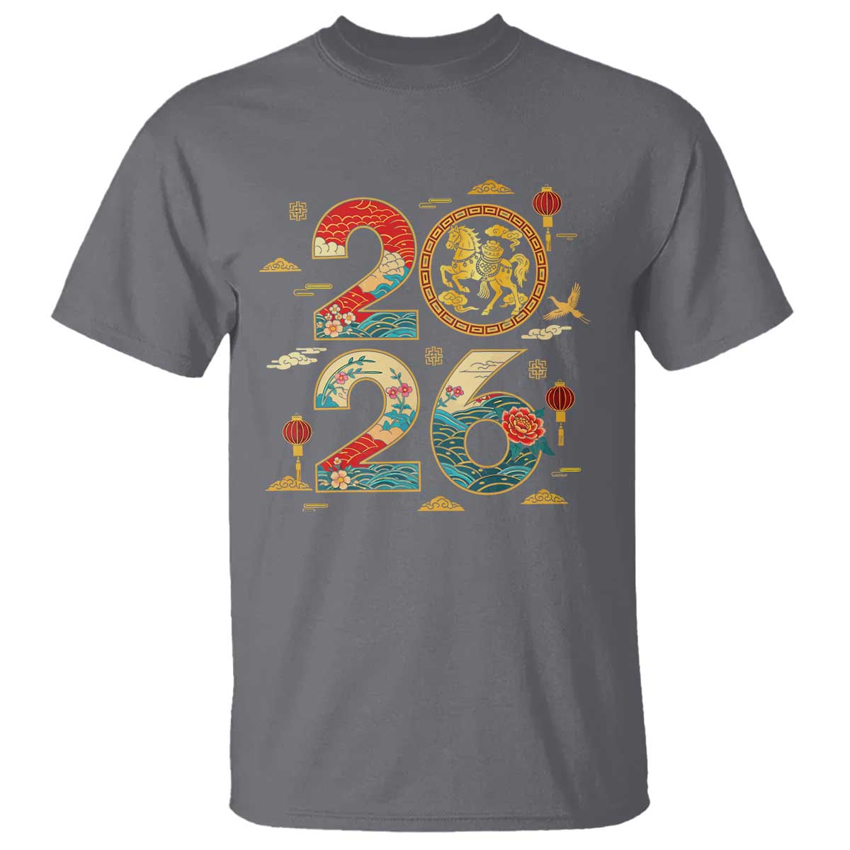 Hello 2026 Lunar New Year T Shirt Year of the Horse Chinese Zodiac - Wonder Print Shop