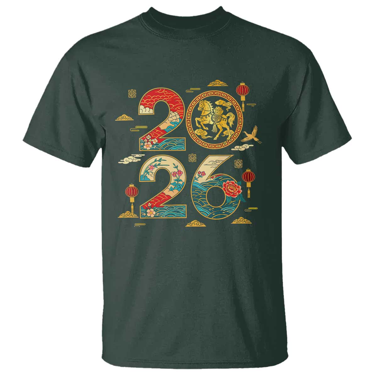 Hello 2026 Lunar New Year T Shirt Year of the Horse Chinese Zodiac - Wonder Print Shop