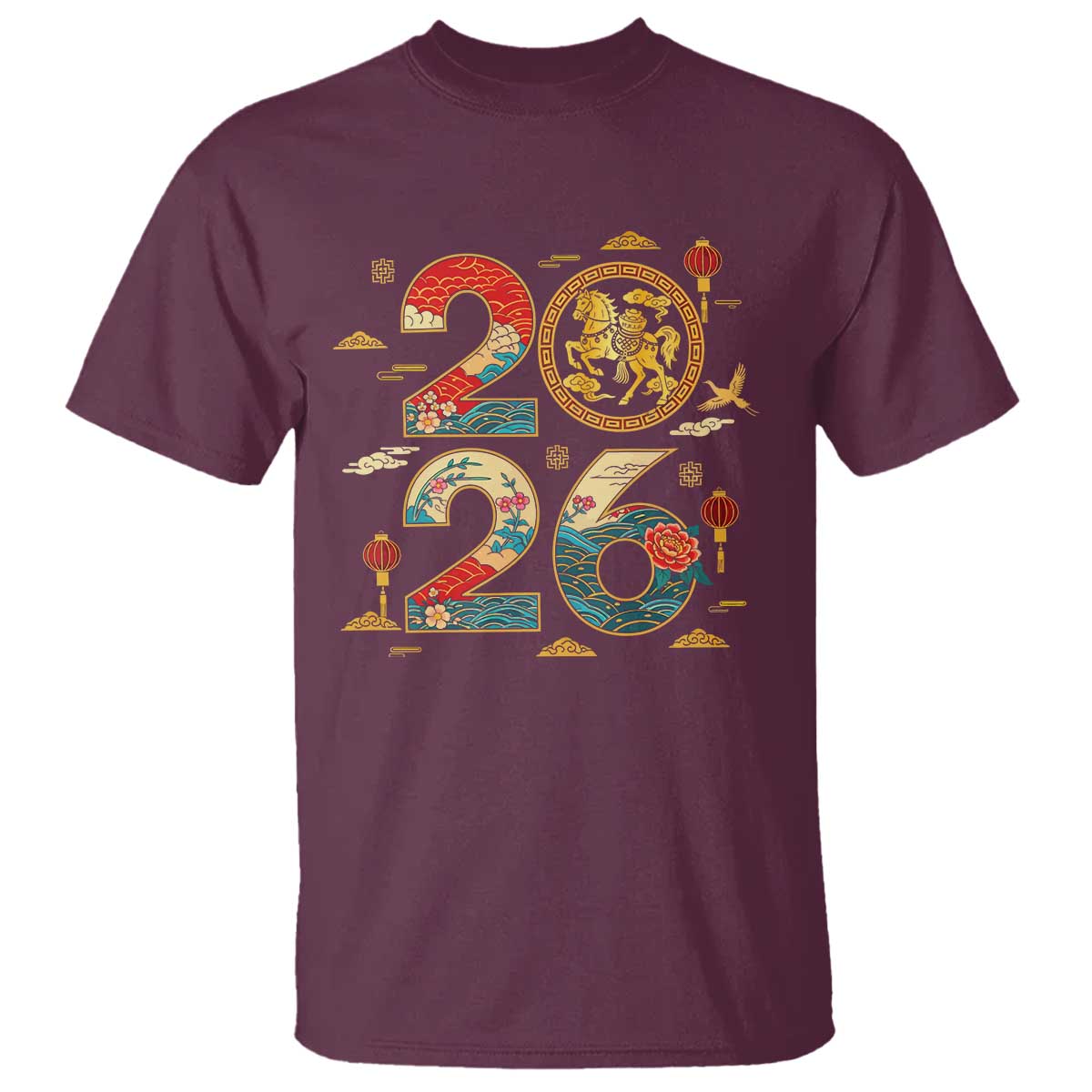 Hello 2026 Lunar New Year T Shirt Year of the Horse Chinese Zodiac - Wonder Print Shop