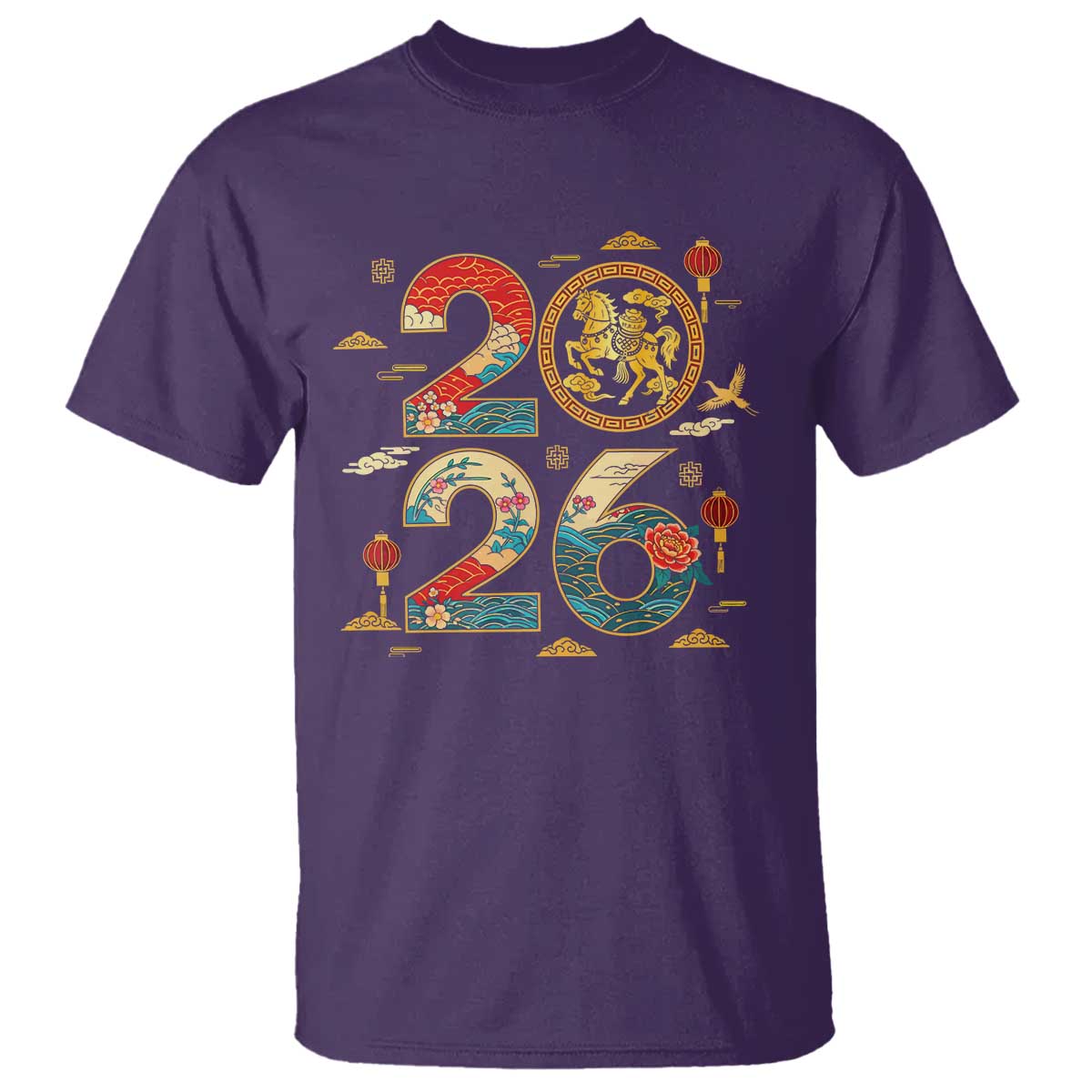 Hello 2026 Lunar New Year T Shirt Year of the Horse Chinese Zodiac - Wonder Print Shop
