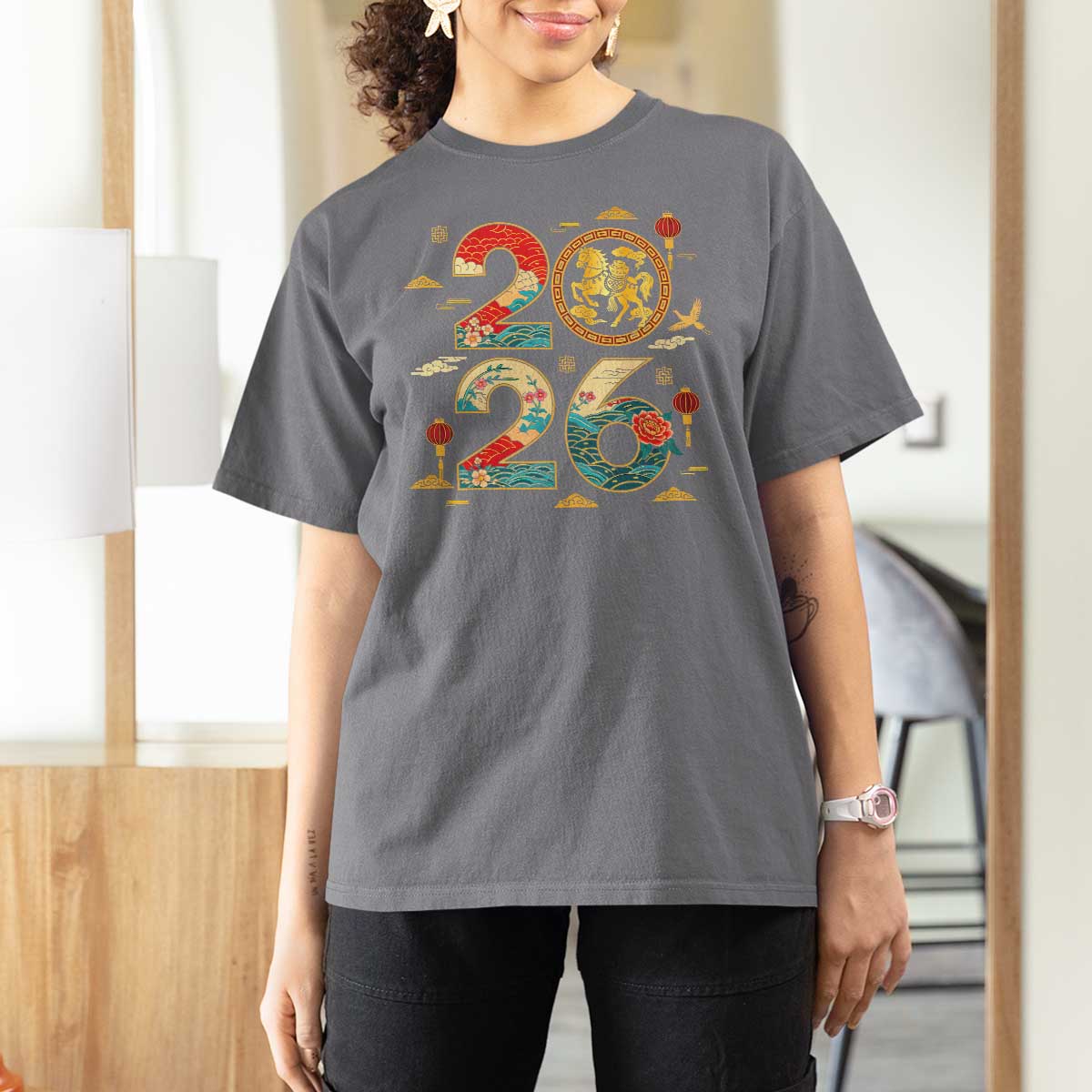 Hello 2026 Lunar New Year T Shirt For Women Year of the Horse Chinese Zodiac - Wonder Print Shop