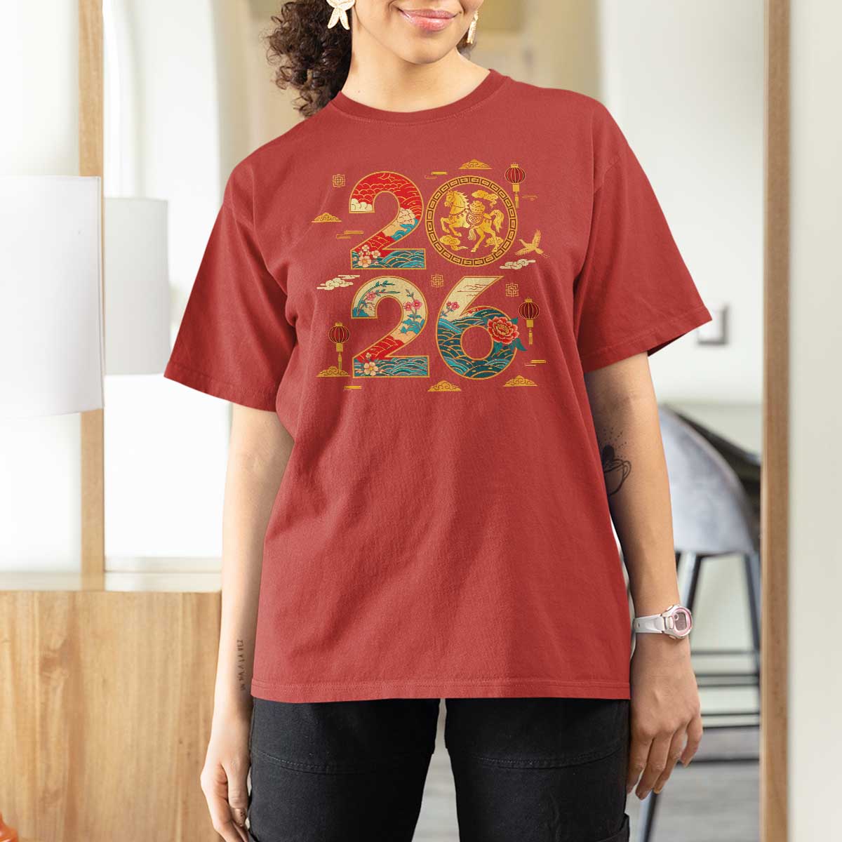 Hello 2026 Lunar New Year T Shirt For Women Year of the Horse Chinese Zodiac - Wonder Print Shop