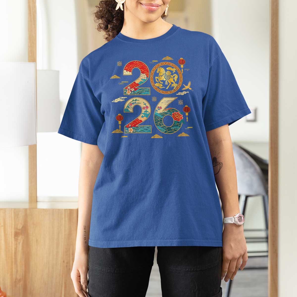 Hello 2026 Lunar New Year T Shirt For Women Year of the Horse Chinese Zodiac - Wonder Print Shop