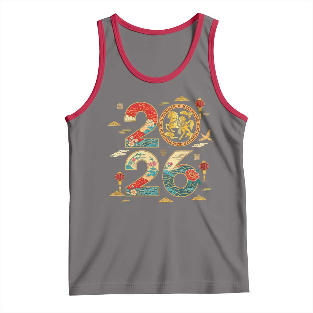 Hello 2026 Lunar New Year Tank Top Year of the Horse Chinese Zodiac - Wonder Print Shop