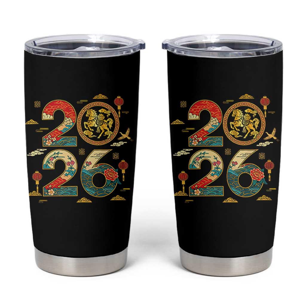 Hello 2026 Lunar New Year Tumbler Cup Year of the Horse Chinese Zodiac - Wonder Print Shop