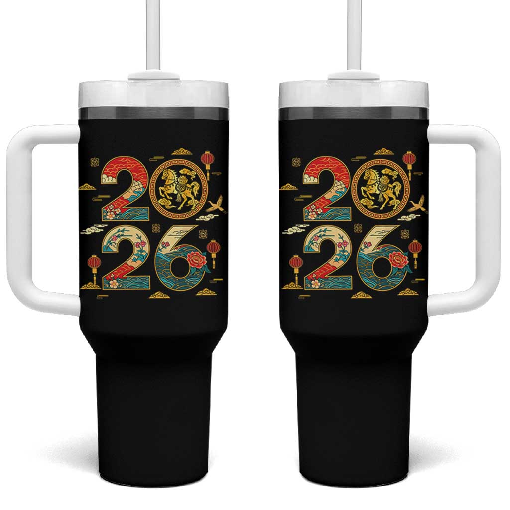 Hello 2026 Lunar New Year Tumbler With Handle Year of the Horse Chinese Zodiac - Wonder Print Shop