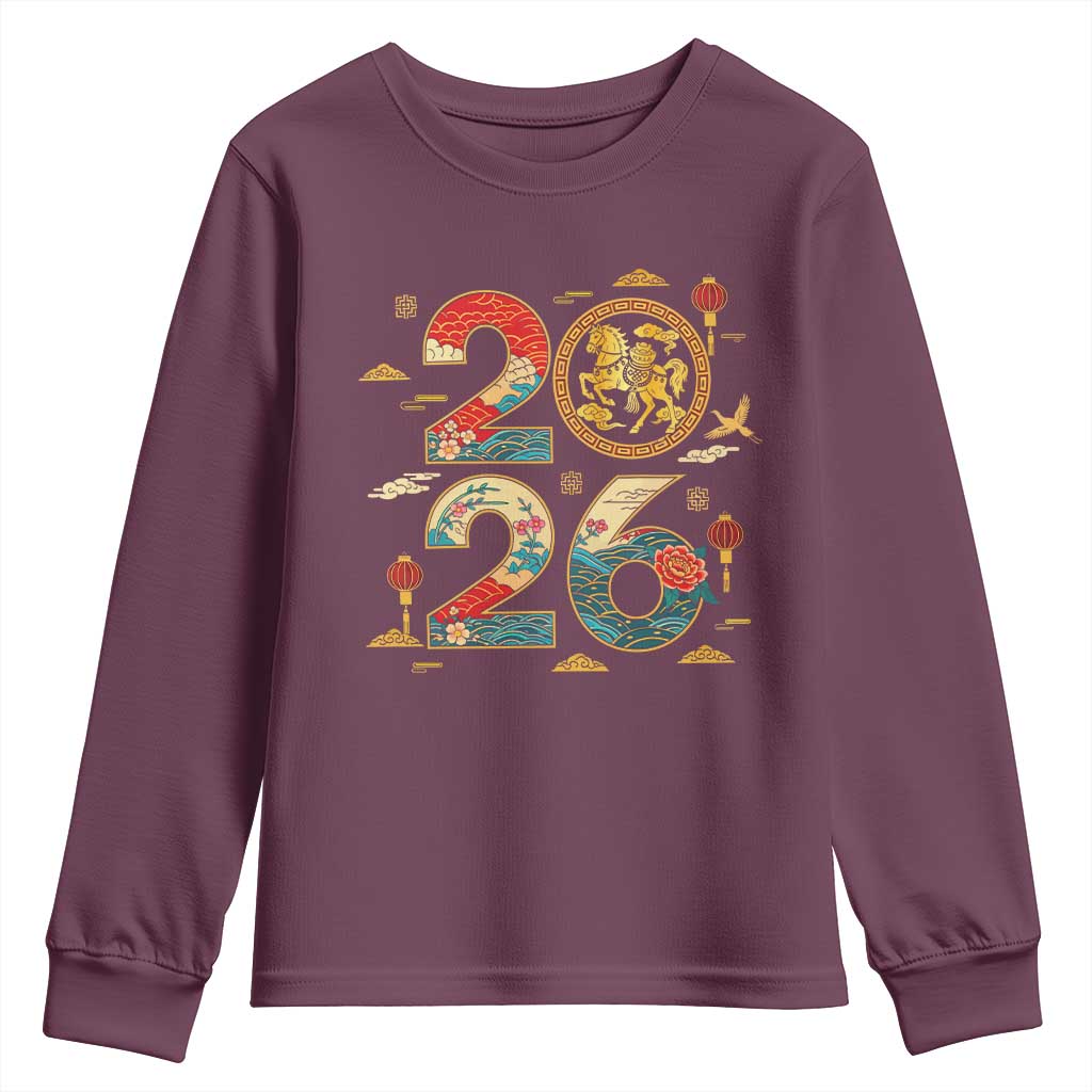 Hello 2026 Lunar New Year Youth Sweatshirt Year of the Horse Chinese Zodiac - Wonder Print Shop
