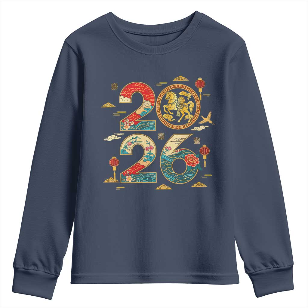 Hello 2026 Lunar New Year Youth Sweatshirt Year of the Horse Chinese Zodiac - Wonder Print Shop