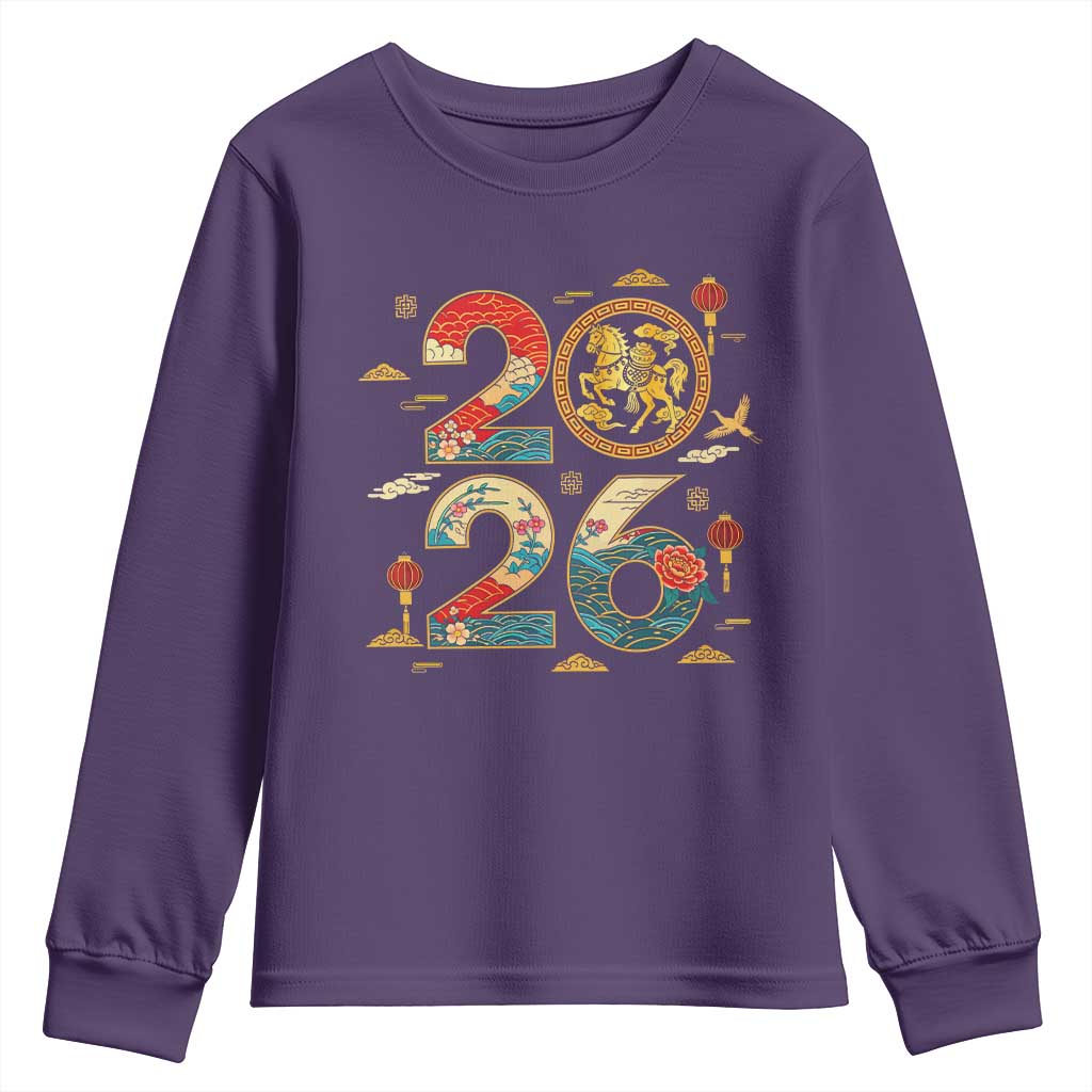 Hello 2026 Lunar New Year Youth Sweatshirt Year of the Horse Chinese Zodiac - Wonder Print Shop