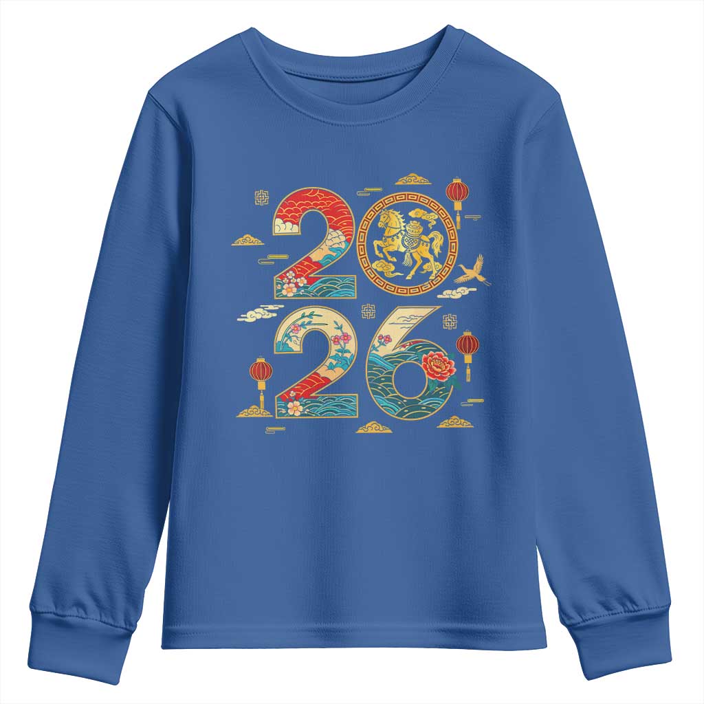 Hello 2026 Lunar New Year Youth Sweatshirt Year of the Horse Chinese Zodiac - Wonder Print Shop