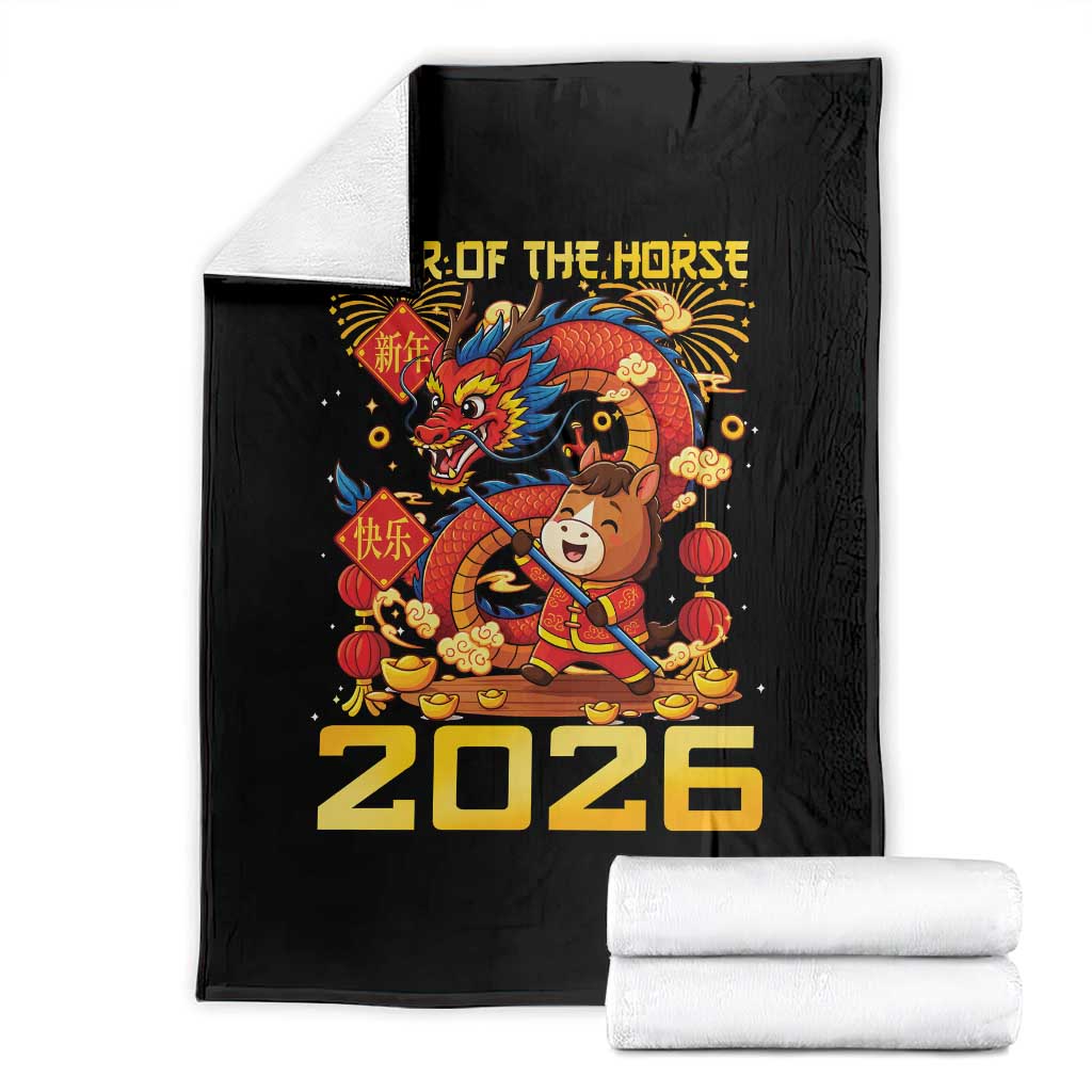 Chinese New Year 2026 Throw Blanket LYE Year of The Horse - Wonder Print Shop