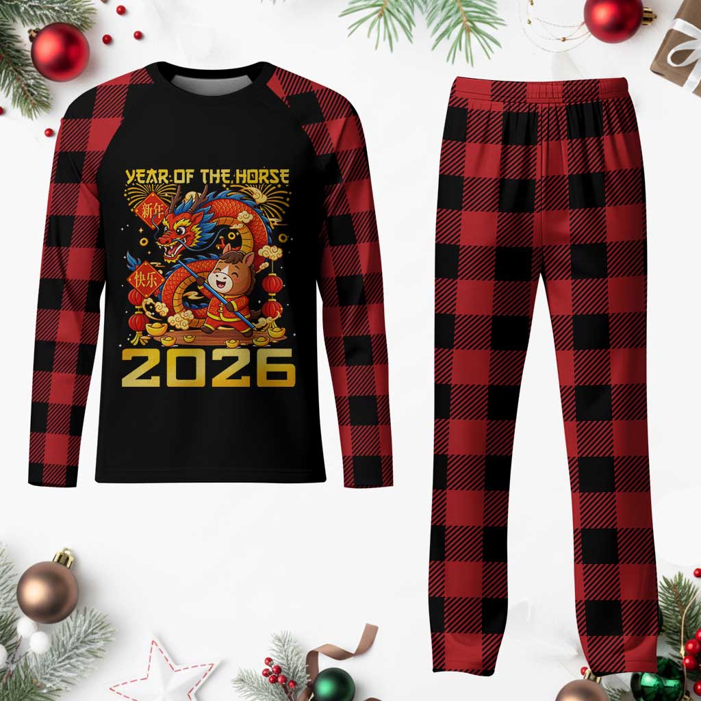 Chinese New Year 2026 Plaid Pajama Set LYE Year of The Horse - Wonder Print Shop