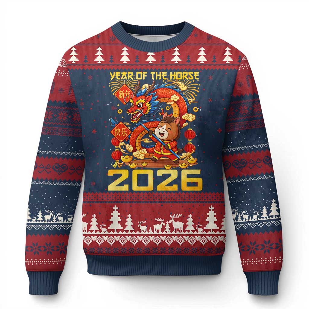 Chinese New Year 2026 Ugly Christmas Sweater LYE Year of The Horse - Wonder Print Shop