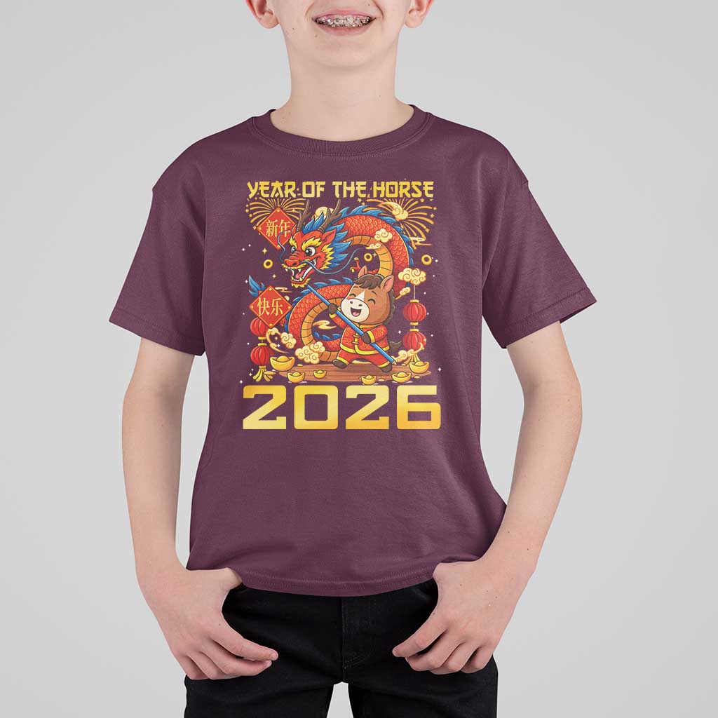 Chinese New Year 2026 T Shirt For Kid LYE Year of The Horse - Wonder Print Shop