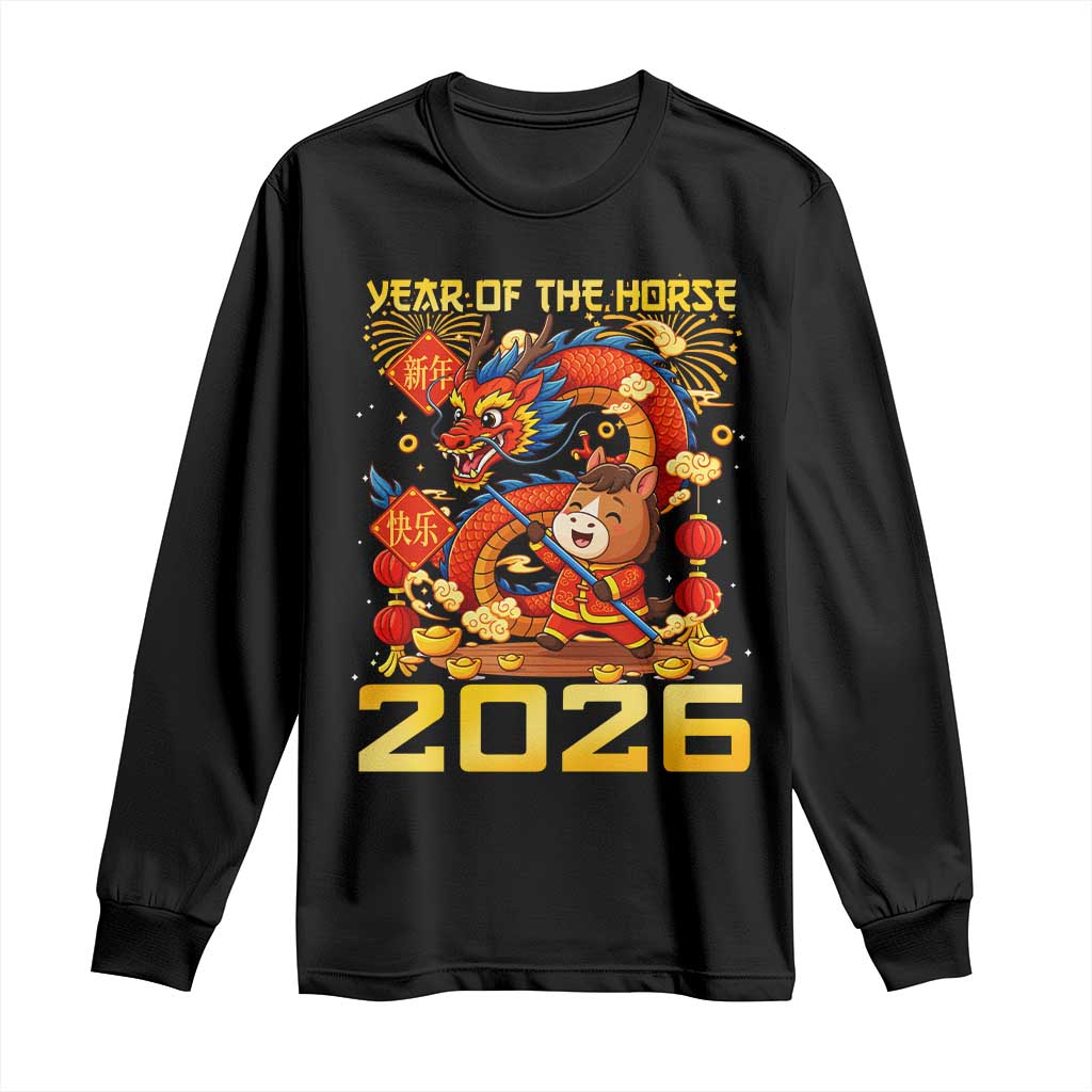 Chinese New Year 2026 Long Sleeve Shirt LYE Year of The Horse - Wonder Print Shop