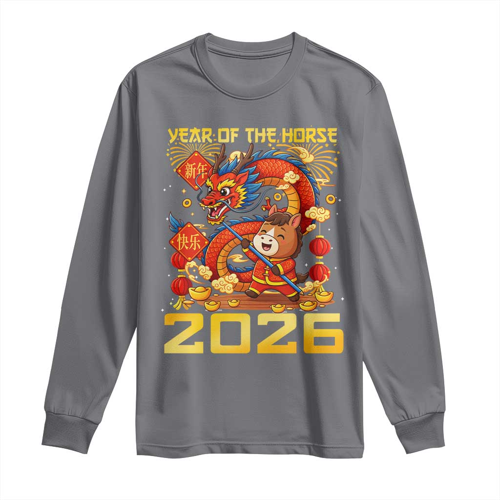 Chinese New Year 2026 Long Sleeve Shirt LYE Year of The Horse - Wonder Print Shop