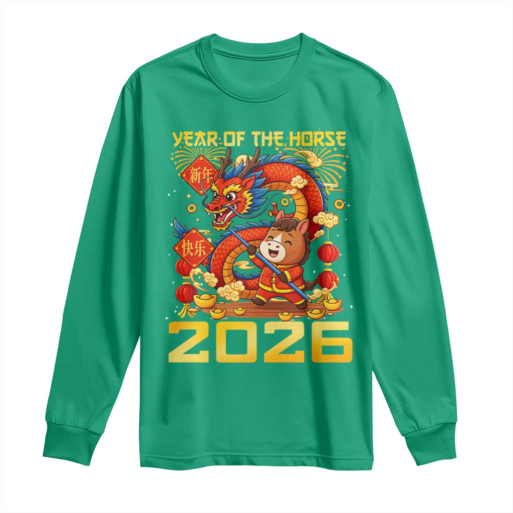 Chinese New Year 2026 Long Sleeve Shirt LYE Year of The Horse - Wonder Print Shop
