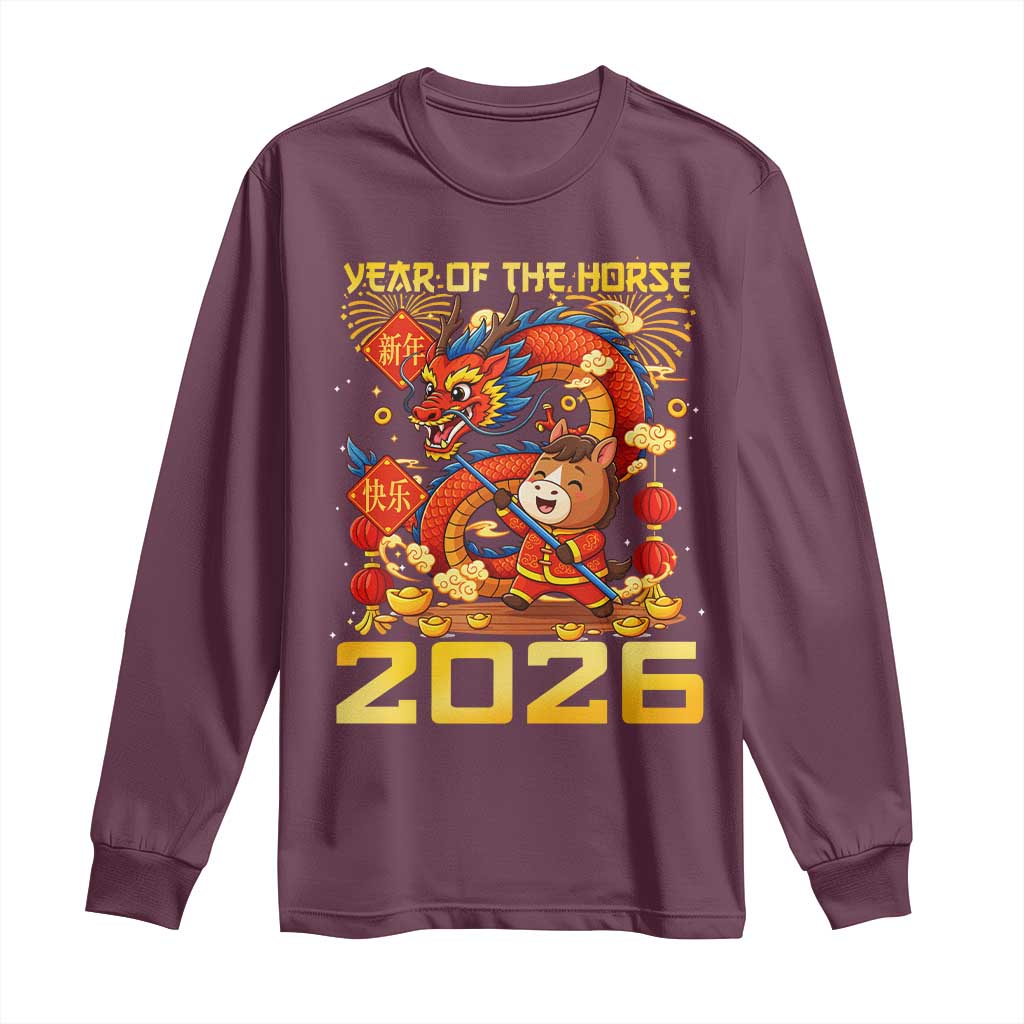 Chinese New Year 2026 Long Sleeve Shirt LYE Year of The Horse - Wonder Print Shop